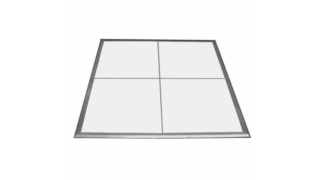White Dance Floor 4' x 4' - Silver Edging