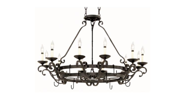 Chandelier - Wrought Iron - 4ft Diameter w/ Lar...