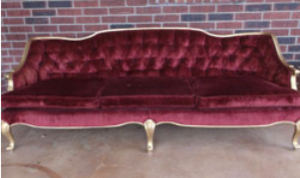 Red Velvet Couch rental Chicago, IL
