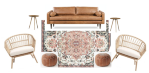 Modern Ranch Lounge Set with Cream Rug rental Austin, TX