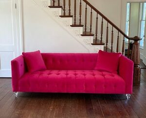 Fuchsia Tufted Sofa rental Dallas-Ft. Worth, TX