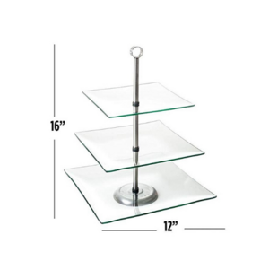 3 Tiered Square Glass Dessert Stand rental Dallas-Ft. Worth, TX