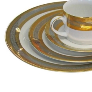 Gold rimmed elegant china rental Houston, TX