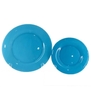 Turquoise colored glass china rental in Houston, TX