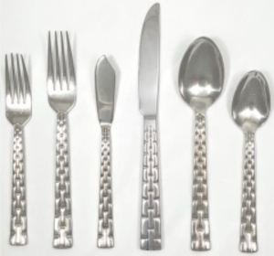 Basket weave flatware rental in Houston, TX