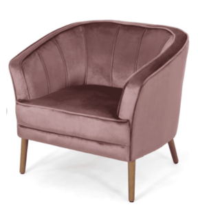 Blush Velvet Barrel Chair rental Austin, TX