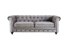 HENLEY GREY VELVET TUFTED SOFA rental Nashville, TN