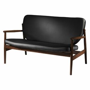 Black Vinyl Mid Century Loveseat rental Nashville, TN