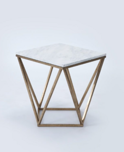 White and Gold Modern Side Table rental Austin, TX