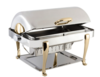 Gold Accent Stainless Steel Chafer Roll Top  rental in Los Angeles, CA