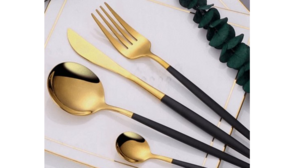 Black & Gold Dinner Knife rental Greater Northern Michigan