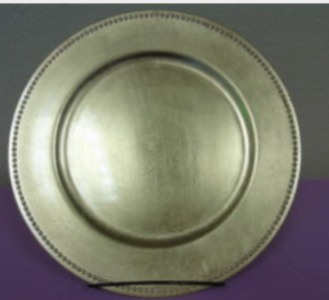 Gold beaded charger rental Denver, CO