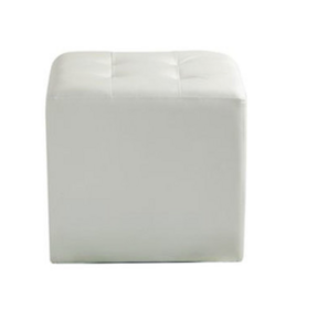 White Leather Ottoman rental Austin, TX