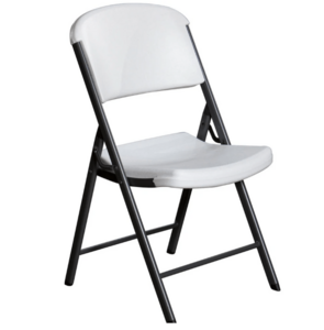 Curved White Plastic Folding Chair rental Chicago, IL