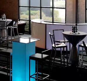 LED Lucite Pedestal Bar Table rental Dallas-Ft. Worth, TX