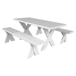 White picnic table and benches rental in Los Angeles, CA
