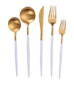 White Handle w/ Gold Flatware rental Chicago, IL