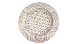 Rattan Whitewash Woven Charger 12.25" rental Austin, TX