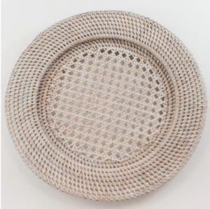Whitewash Woven Charger rental Austin, TX