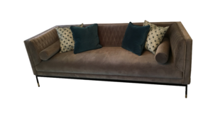 Grey Velvet Sofa rental Austin, TX