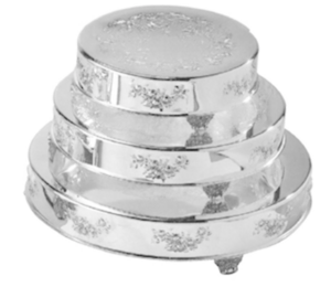 16" Rose Accented Silver Round Cake Platter rental Dallas-Ft. Worth, TX
