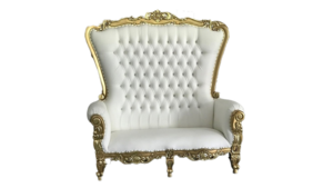 Gold Accented King and Queen Loveseat rental Houston, TX