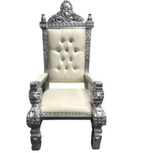White and Silver King Throne Chair rental Las Vegas, NV