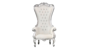 White and Silver Throne Chair rental Atlanta, GA