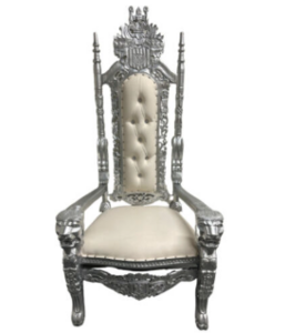 White and Silver Throne Chair rental Las Vegas, NV