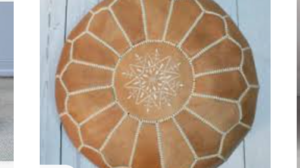 Light Brown Boho Pouf rental Denver, CO