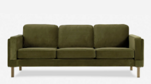 Olive Velvet Couch rental Denver, CO