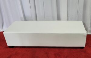 Straight White Bench rental Los Angeles, CA