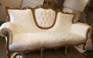 White Colonial Couch rental Los Angeles, CA