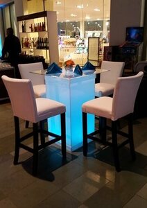 White Barstool with Wood Frame rental Los Angeles, CA