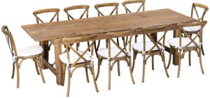 Farm Table & Cross Back Chair Set rental New York, NY