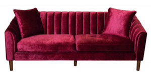 Red Velvet Sofa rental Atlanta, GA