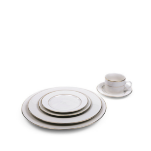 White with Gold Band Dinner Plate rental Atlanta, GA