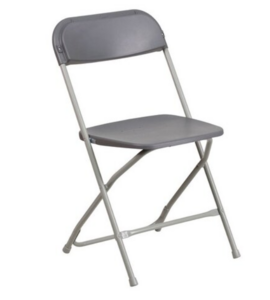 Grey poly folding Chair rental Chicago, IL