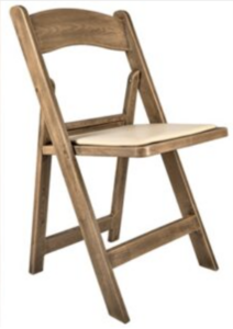 Chestnut Resin Folding Chair rental Austin, TX