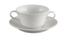 Rimmed White Double Handled Cup  rental in Chicago, IL