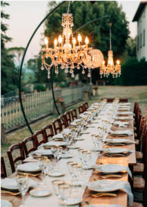 Black curved chandelier stand rental Austin, TX