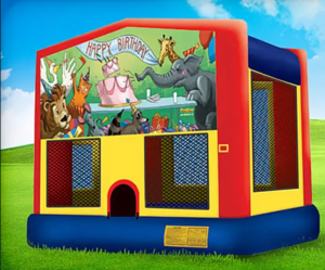 13 x 13 Happy Birthday Animal Bounce House rental Austin, TX