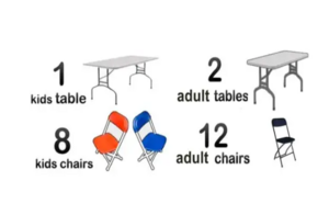 Kids Table/Chairs + Adult Table/Chairs Combo rental Austin, TX
