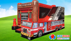 Fire Station Bounce House Combo W slide rental Austin, TX