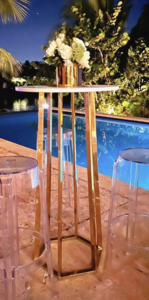 Reflection Cocktail Table (Gold & White Top) rental Miami-Ft. Lauderdale, FL