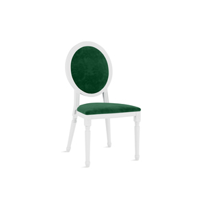 Louis XV Chair White - Emerald Velvet Cushions rental New York, NY