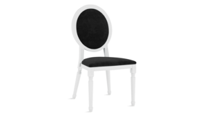 Louis XV Chair White - Black Velvet Cushions rental New York, NY