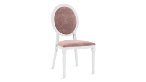 Louis XV Chair White - Dusty Rose Velvet Cushions rental New York, NY