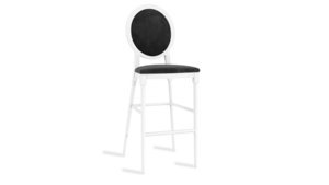 Louis XV Stool White - Black Velvet Cushions rental New York, NY