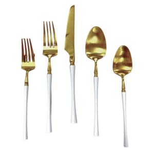 Gold & White Irene Flatware rental Dallas-Ft. Worth, TX